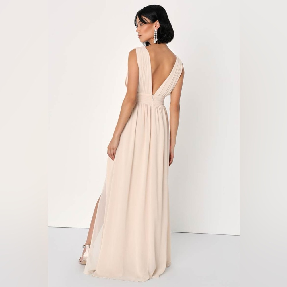 NWT LuLus Heavenly Hues Cream Maxi Dress - Picture 3 of 16